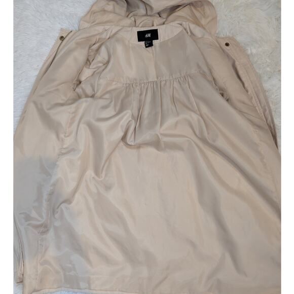 H&M Hooded Rain Coat Utility Jacket Beige Taupe Size 4 - Picture 11 of 16